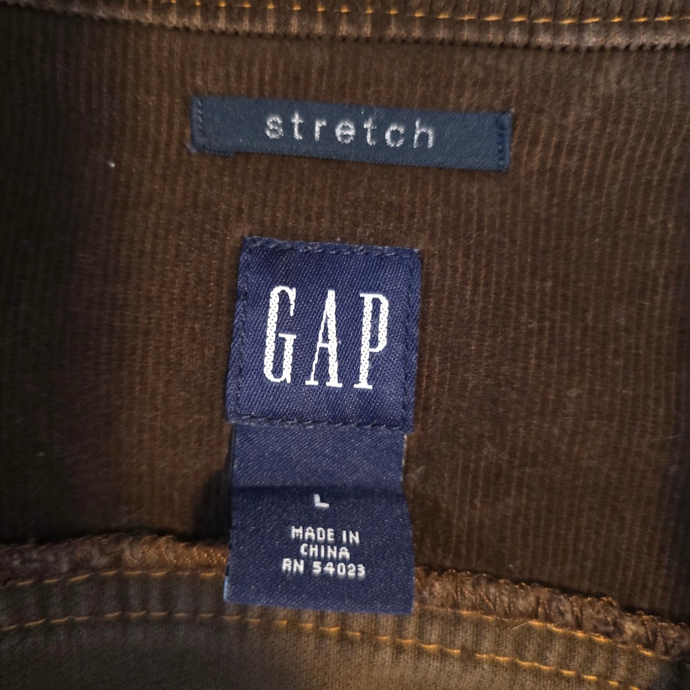 Gap Y2K Corduroy Trucker Jacket Brown Womens Large Stretch Button Front Vintage - Picture 3 of 11